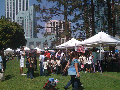 Line for Face Painting during Earth Day 2009