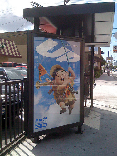 Bus-Shelter Ad for Pixar's Up 3D Movie