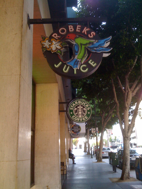 Robeks Juice and Starbucks Coffee in Downtown LA